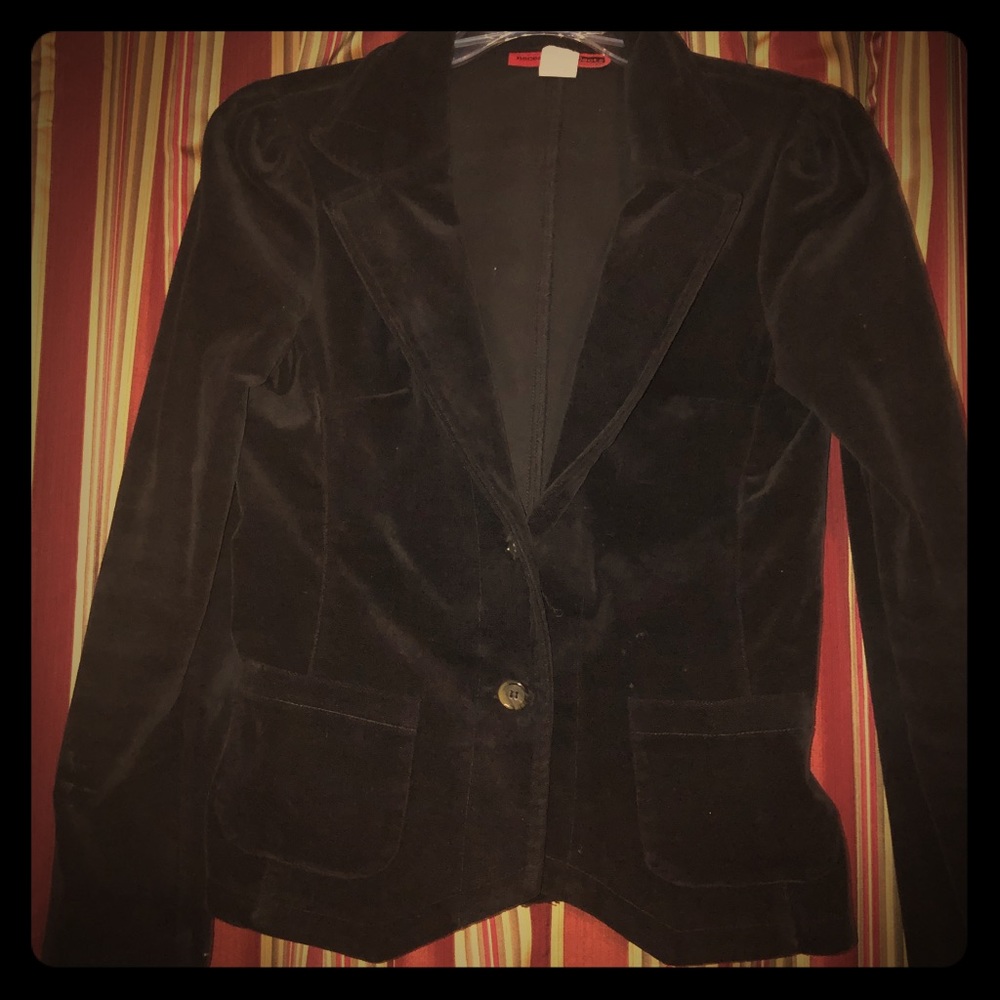Necessary Objects small black velvety blazer